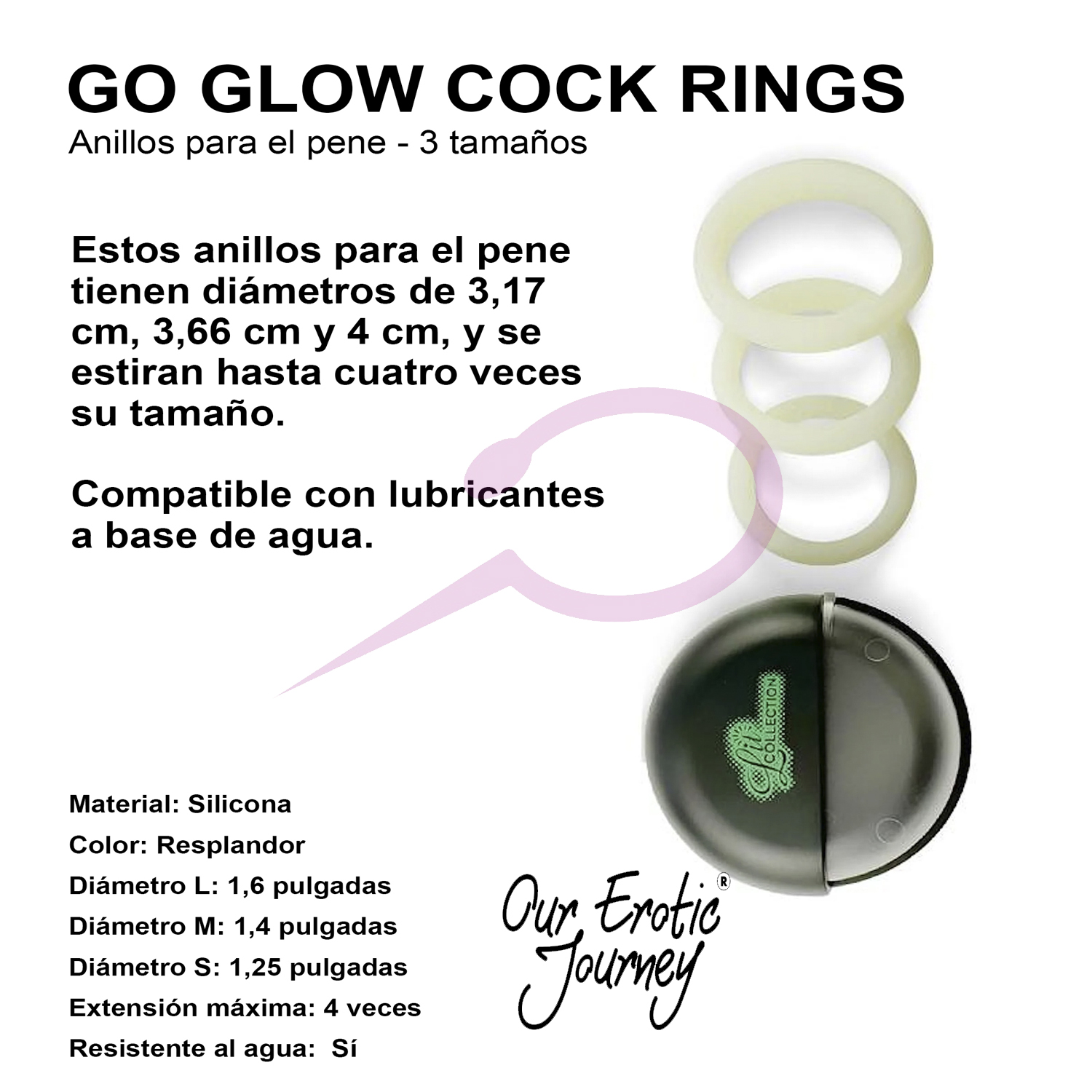 Anillos para el pene Go Glow - 3 tamaños