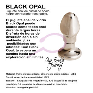 Juguete anal de cristal Black Opal con vibrador recargable para San Valentín