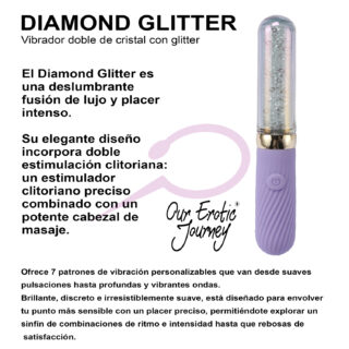 Vibrador clitoriano de cristal con purpurina de diamante